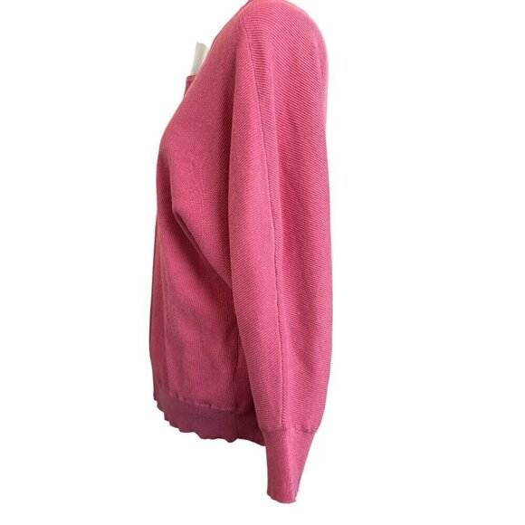 Chico’s Cotton Pink Ribbed  Top Women Size 3 X-Large  Raglan sleeves - Picture 2 of 6